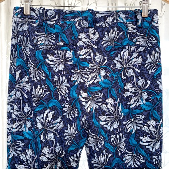 REBECCA TAYLOR blue floral print high rise waisted wide leg pants front pockets - Picture 7 of 14
